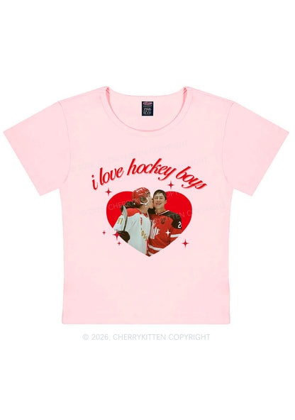 I Love Hockey Boys HR Y2K Baby Tee Cherrykitten