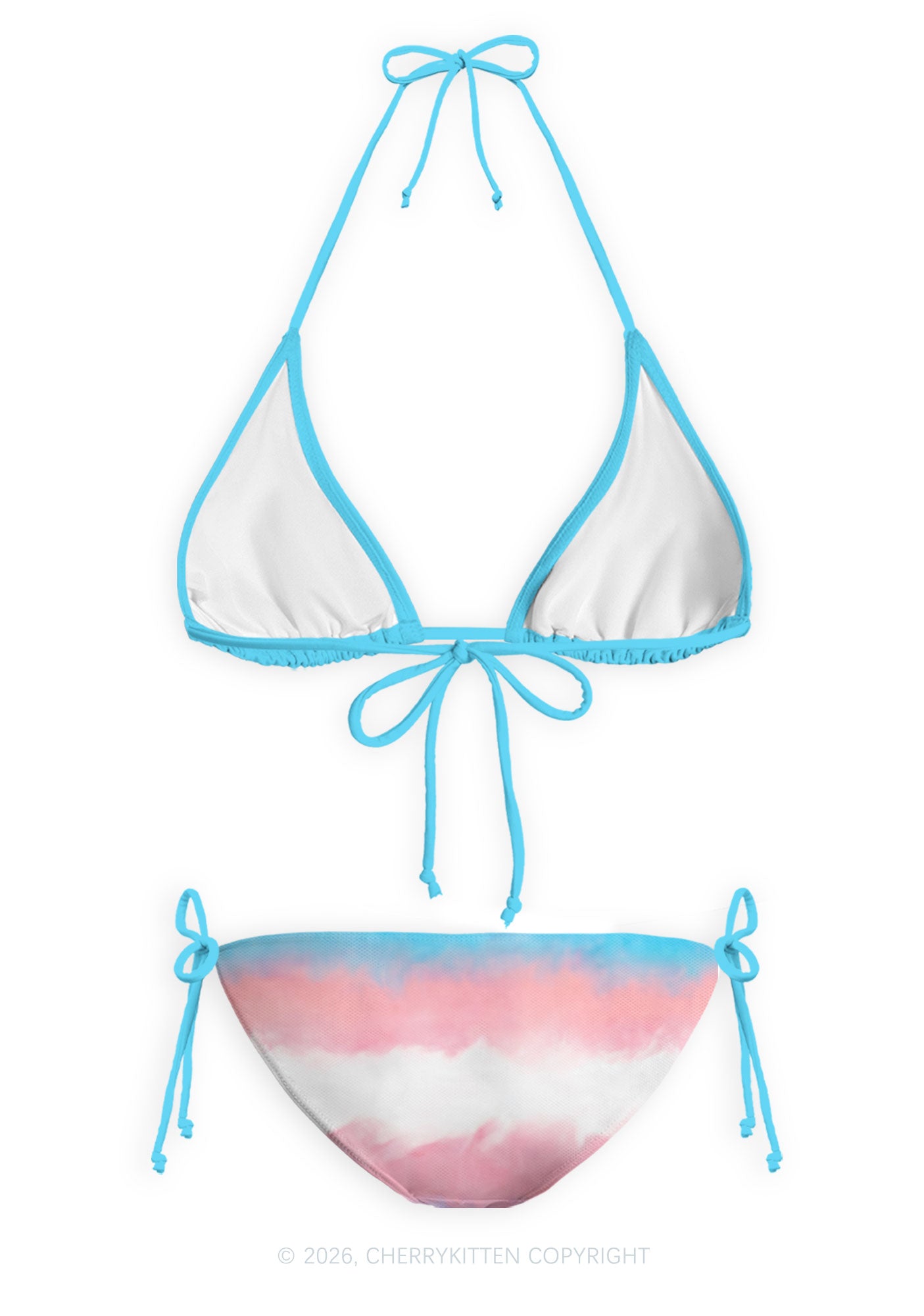 Transgender Flag Pride Y2K Print Bikini Set Cherrykitten