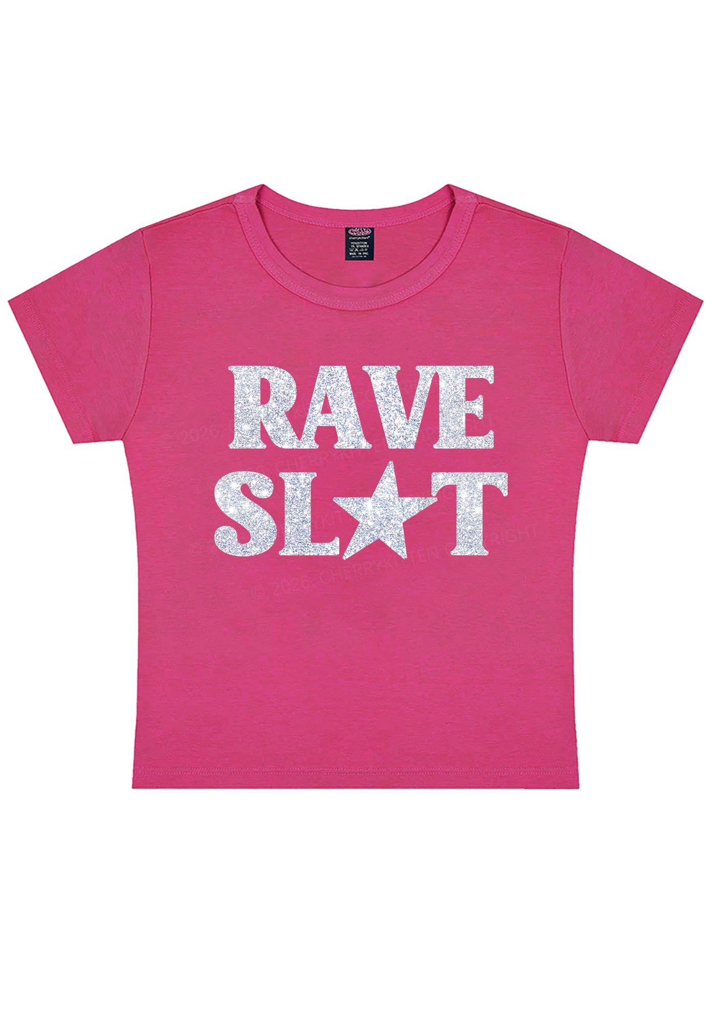 Glitter Rave Slxt Y2K Baby Tee Cherrykitten