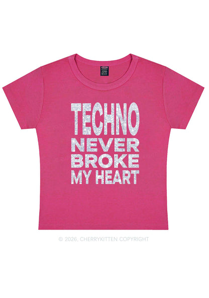 Glitter Techno Heart Y2K Baby Tee Cherrykitten