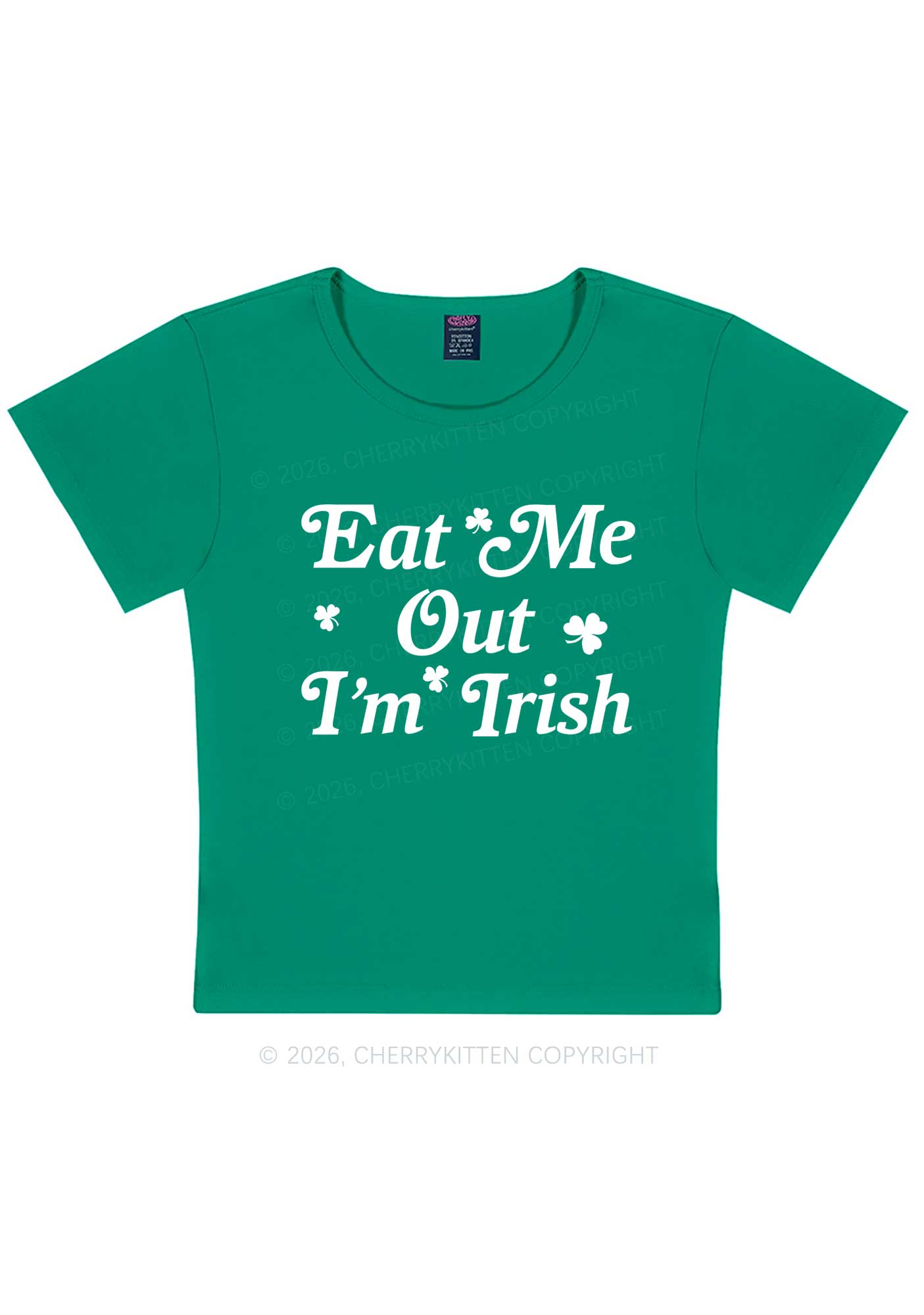 Eat Me Out Im Irish St Patricks Y2K Baby Tee Cherrykitten