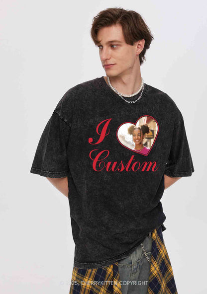 I Love Custom Heart Photo Y2K Valentine's Day Couple Shirt Cherrykitten