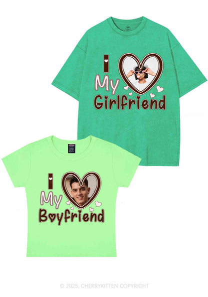 Custom BF GF Brown Heart Y2K Valentine's Day Couple Shirt Cherrykitten