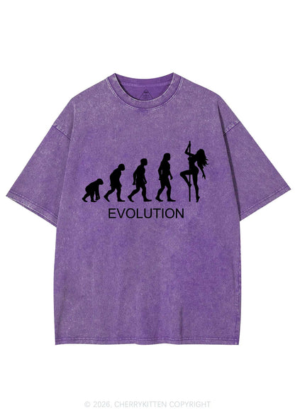 Evolution Pole Dancer Silhouette Y2K Shirts Washed Tee Cherrykitten