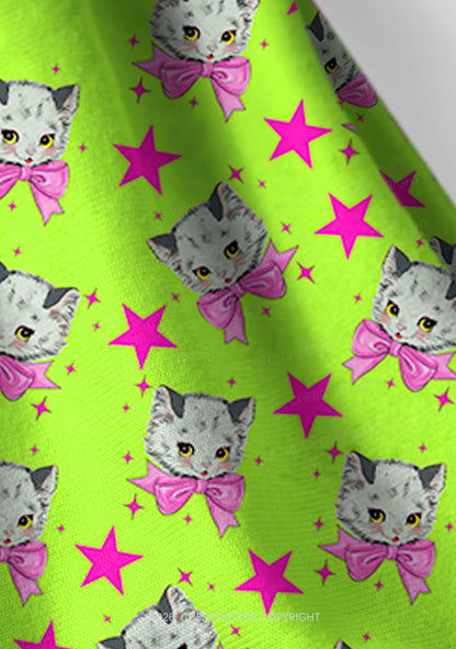 Pink Bow Cats Star Y2K Print Headband Cherrykitten
