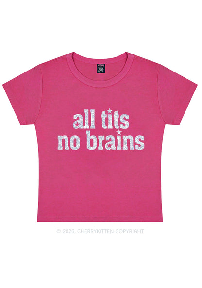 Glitter All Txts No Brains Y2K Baby Tee Cherrykitten