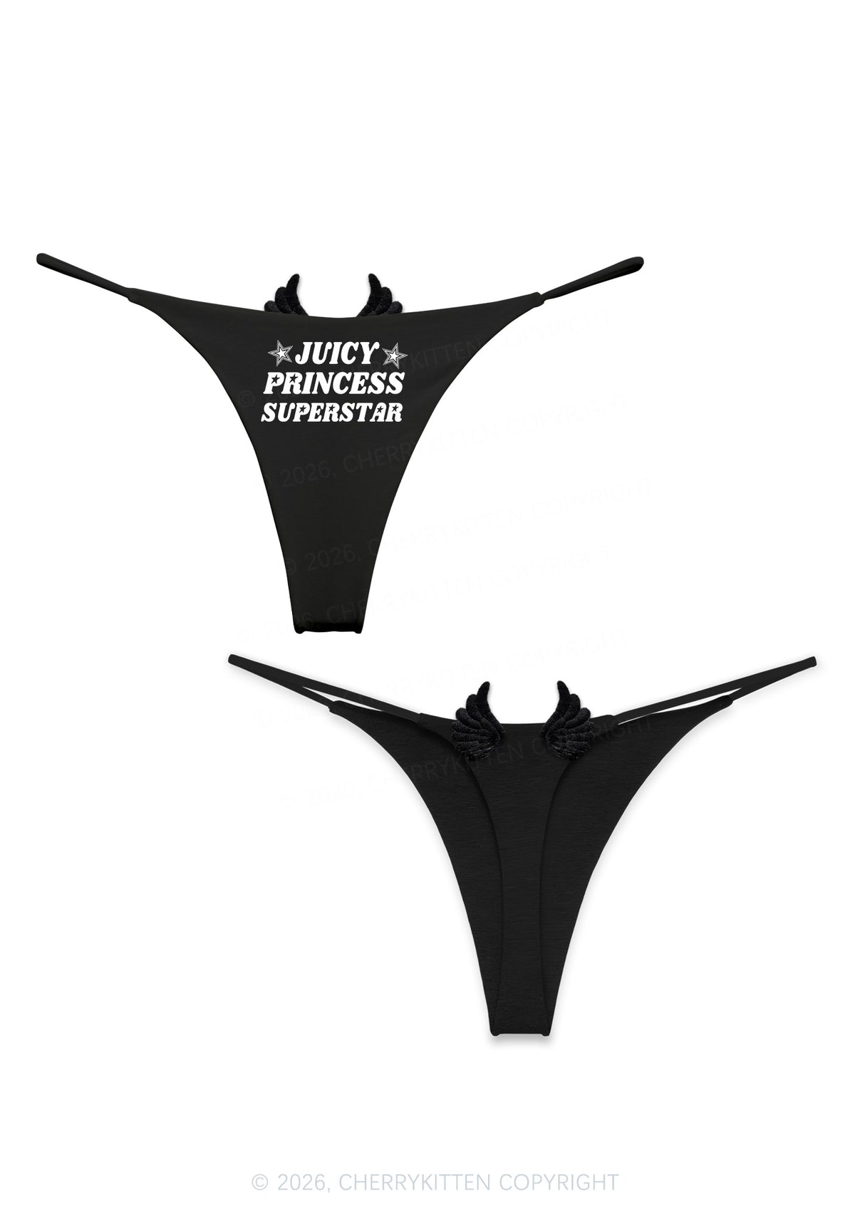 Juicy Princess Superstar Y2K Goth Angel Wings Bikini String Thong Cherrykitten