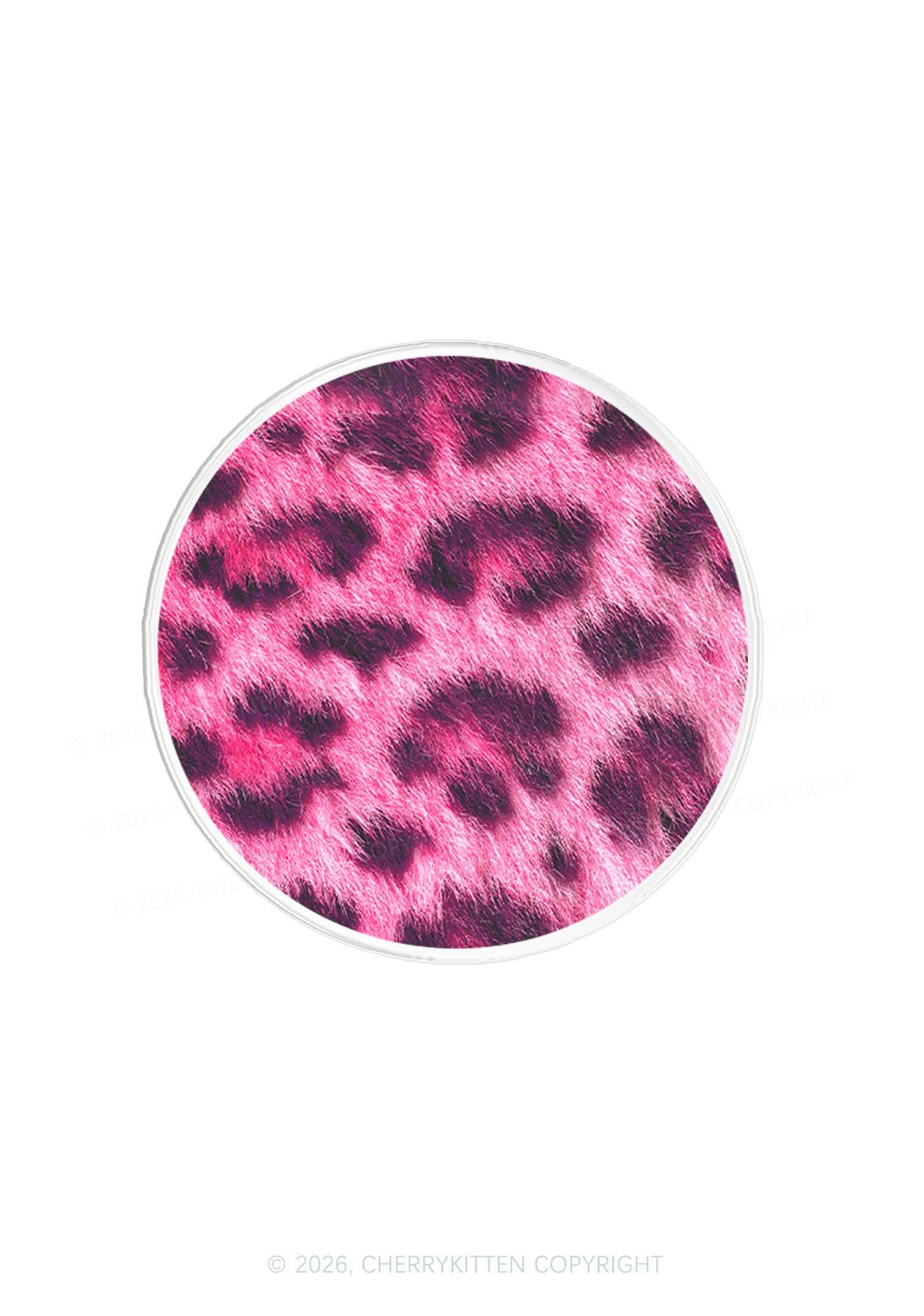 Hot Pink Fuzzy Leopard Y2K Magnetic Phone Grip Holder Cherrykitten