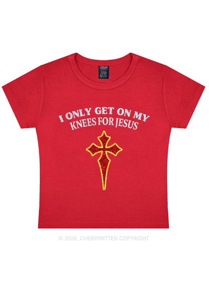 Glitter Get On My Knees For Jesus Y2K Baby Tee Cherrykitten