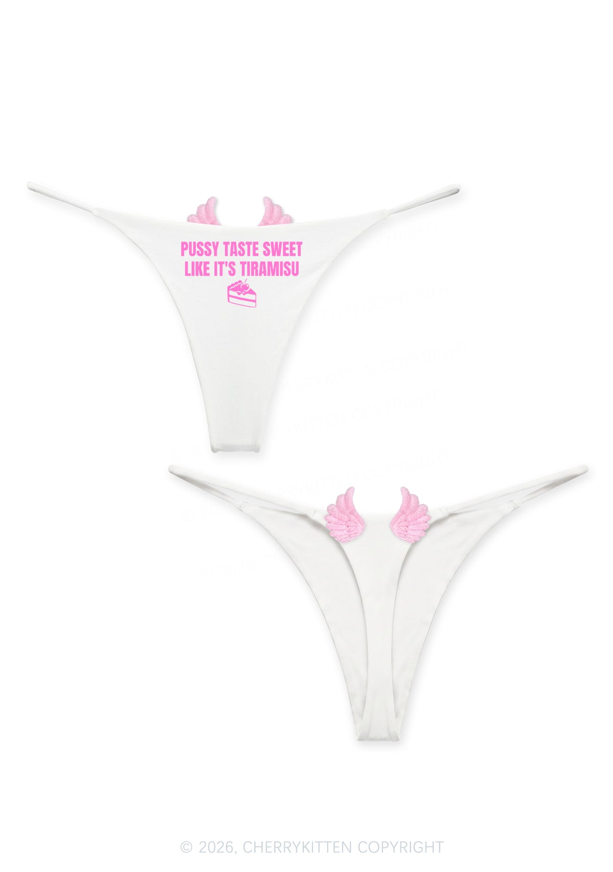 Puxxy Taste Sweet Y2K Goth Angel Wings Bikini String Thong Cherrykitten