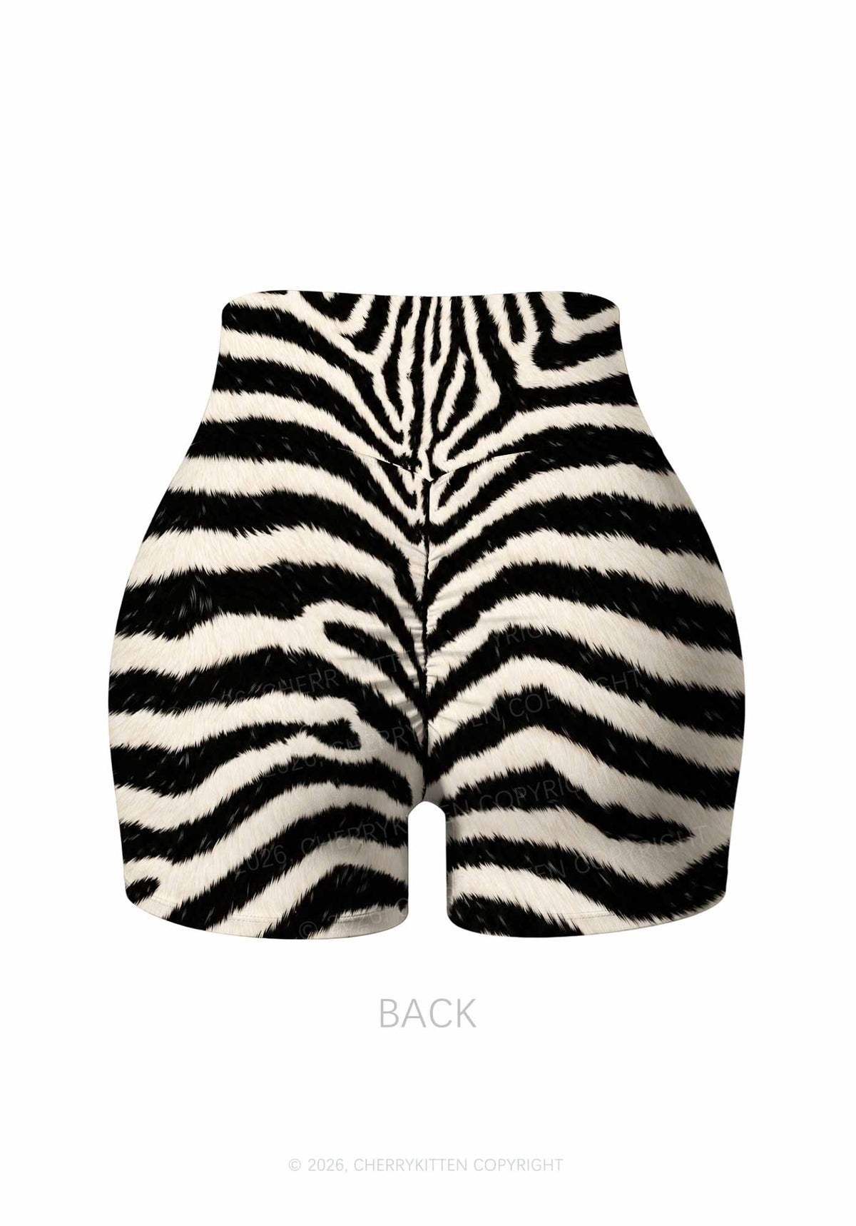 Black And White Zebra Striped Y2K Print Gym Shorts Cherrykitten