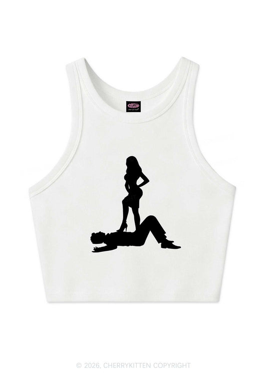 Dominant Lady Silhouette Y2K Crop Tank Top Cherrykitten