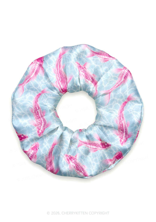 Pink Koi Fish Y2K Hair Scrunchie Cherrykitten