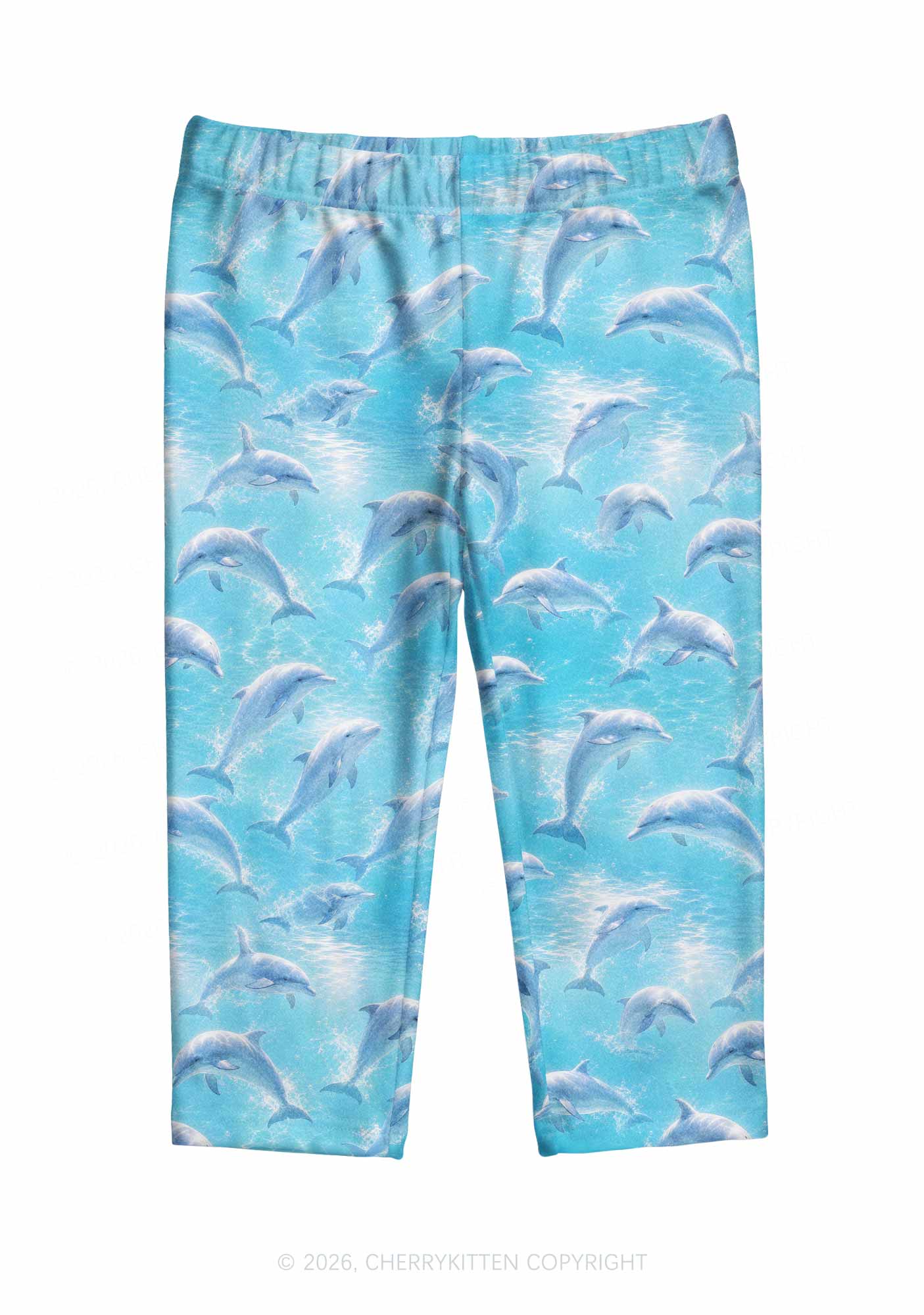 Blue Dolphin Y2K Print Capri Pants Cherrykitten