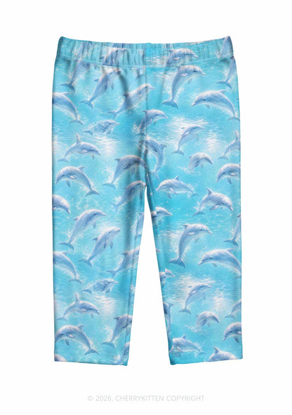 Blue Dolphin Y2K Print Capri Pants Cherrykitten