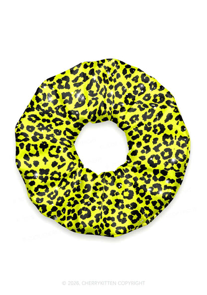 Lime Yellow Leopard Y2K Hair Scrunchie Cherrykitten