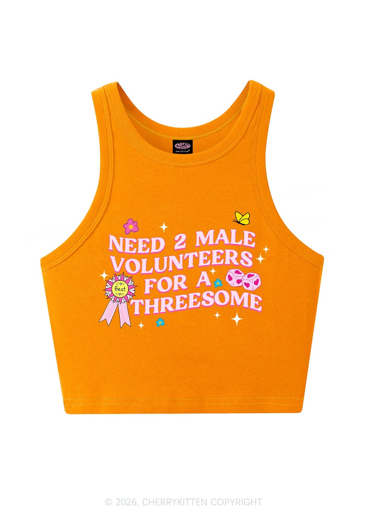 Two Male Volunteers For Threesome Y2K Crop Tank Top Cherrykitten