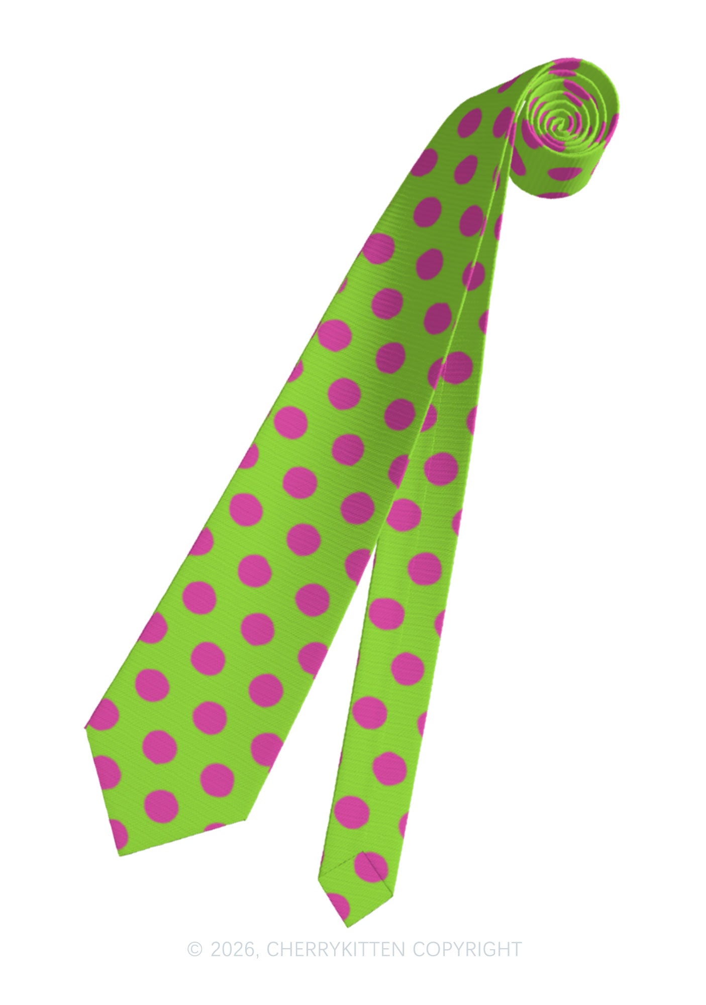 Pink Dots On Green Y2K Necktie Cherrykitten