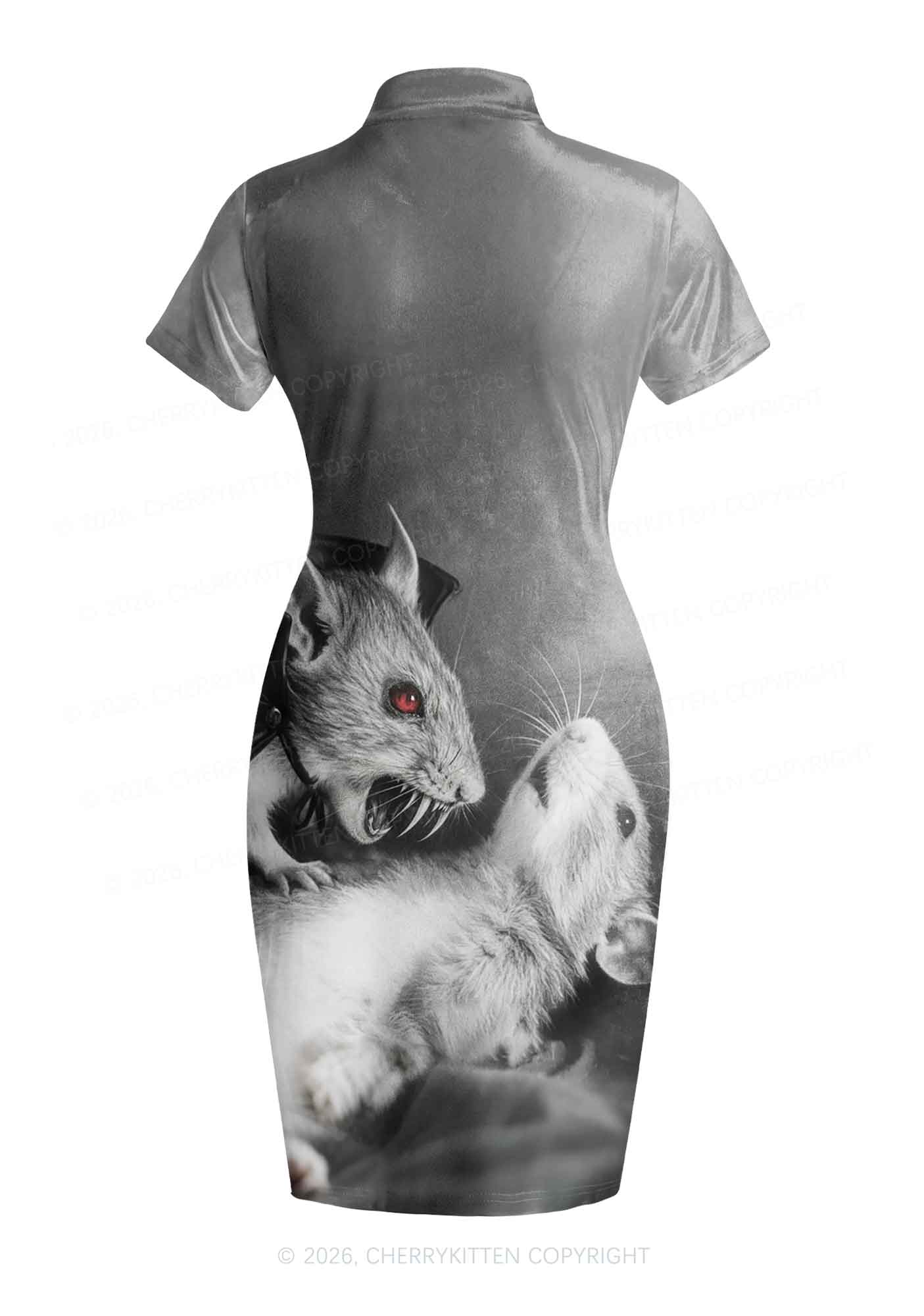 Halloween Vampire Rat Y2K Cheongsam Mini Dress Cherrykitten