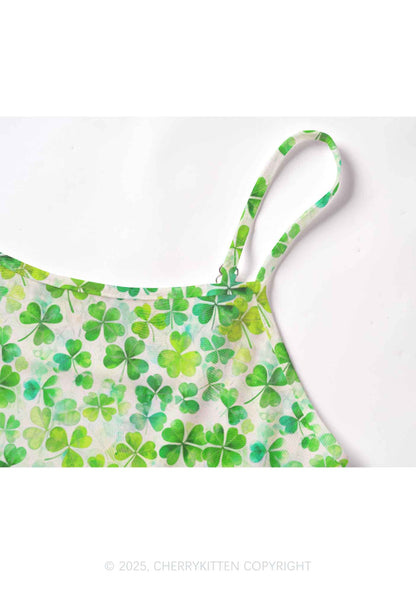 Green Shamrock Y2K Mesh Cami Tank Cherrykitten