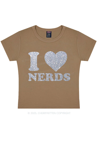Glitter I Love Nerds Y2K Baby Tee Cherrykitten