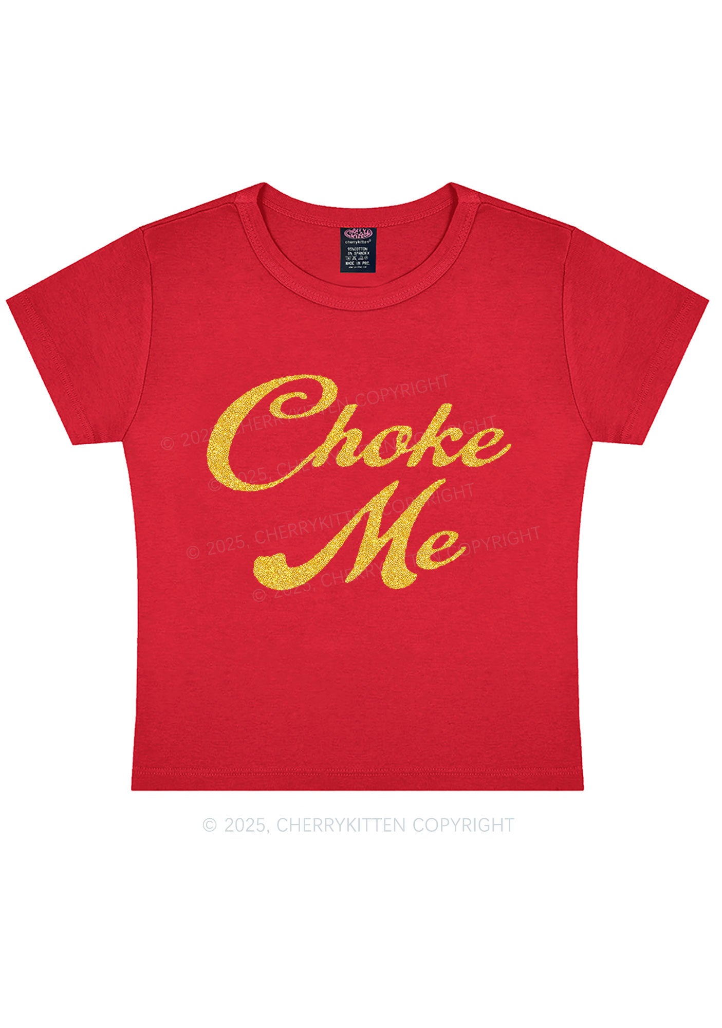 Glitter Choke Me Y2K Baby Tee Cherrykitten