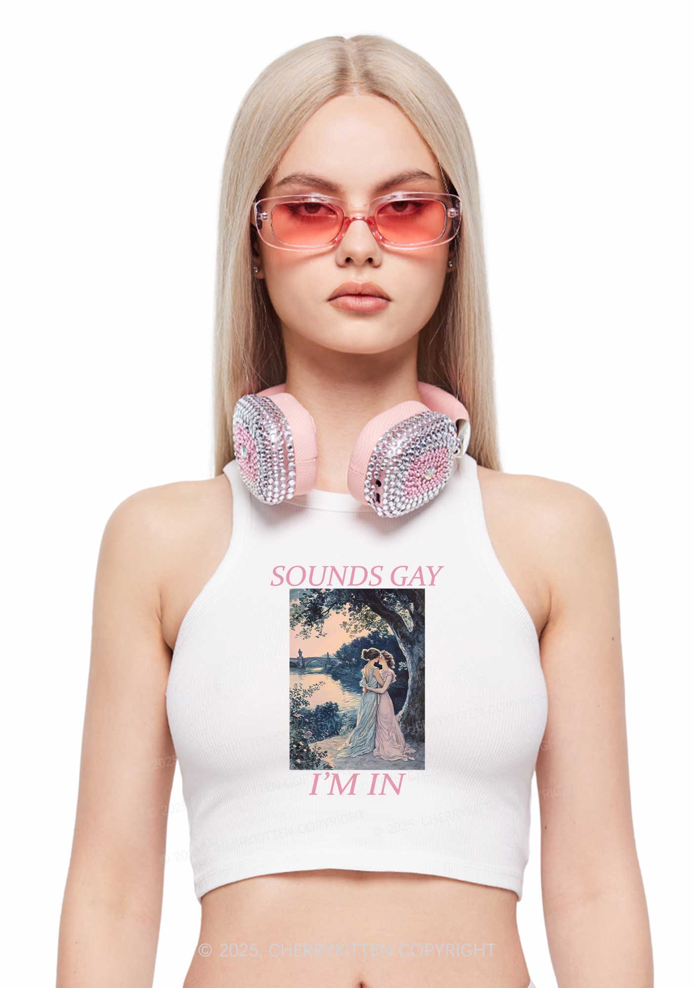 Sounds Gay Im In Pride Y2K Crop Tank Top Cherrykitten