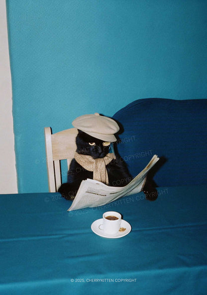 Cats Coffee Break Y2K Mesh Crop Top Cherrykitten