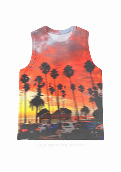 Sunset Palms Y2K Mesh Muscle Tank Cherrykitten