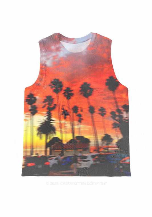 Sunset Palms Y2K Mesh Muscle Tank Cherrykitten