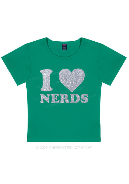 Glitter I Love Nerds Y2K Baby Tee Cherrykitten