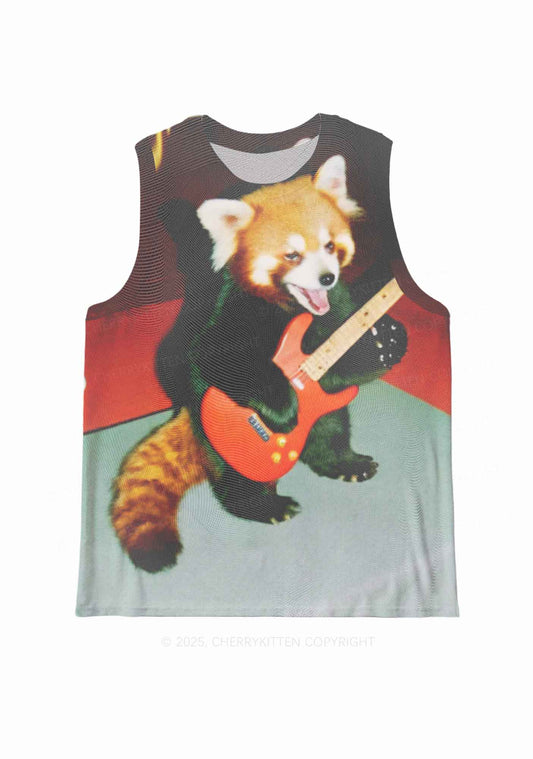 Guitar Raccoon Y2K Mesh Muscle Tank Cherrykitten