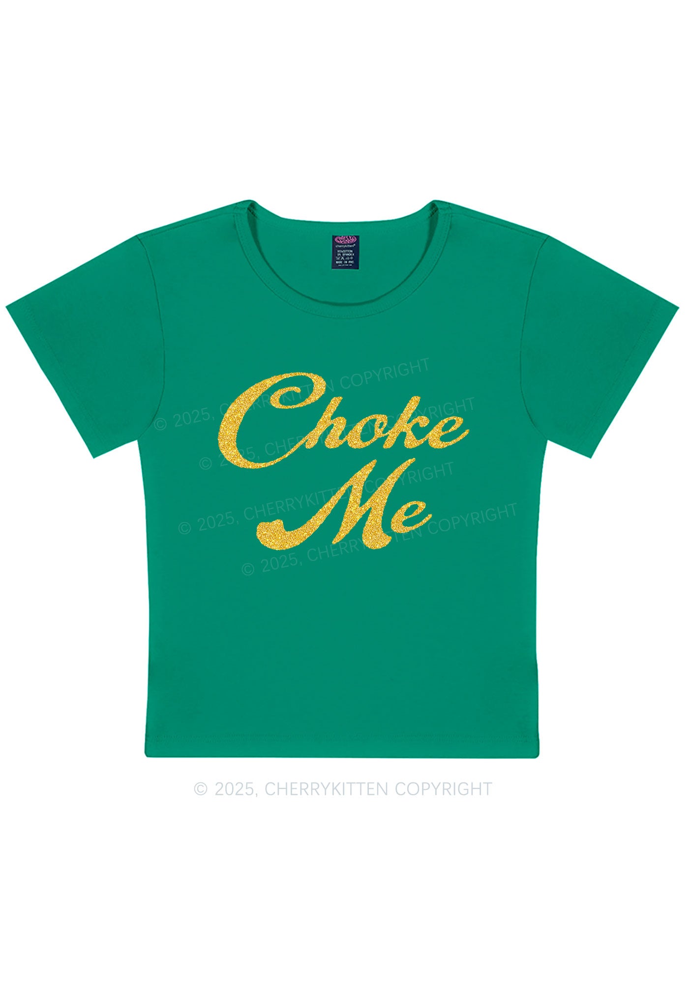 Glitter Choke Me Y2K Baby Tee Cherrykitten