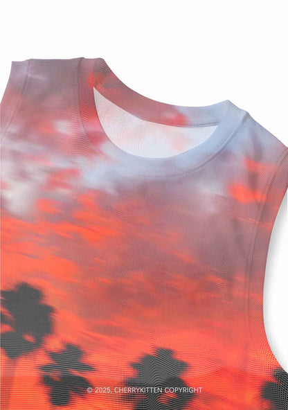 Sunset Palms Y2K Mesh Muscle Tank Cherrykitten