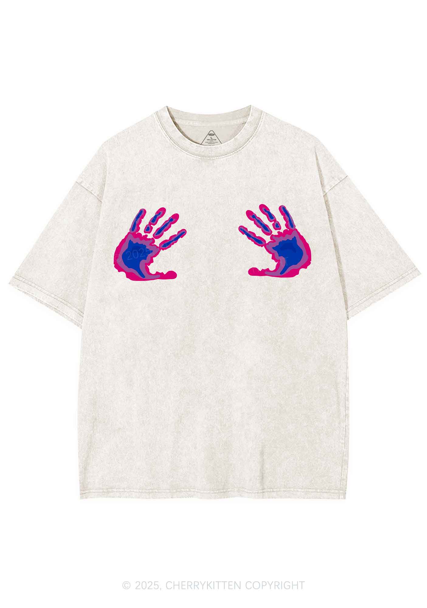 Bisexual Thermal Hands Pride Y2K Shirts Washed Tee Cherrykitten