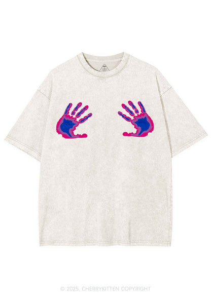 Bisexual Thermal Hands Pride Y2K Shirts Washed Tee Cherrykitten