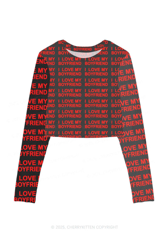 I Love My Boyfriend Y2K Mesh Long Sleeve Crop Top Cherrykitten