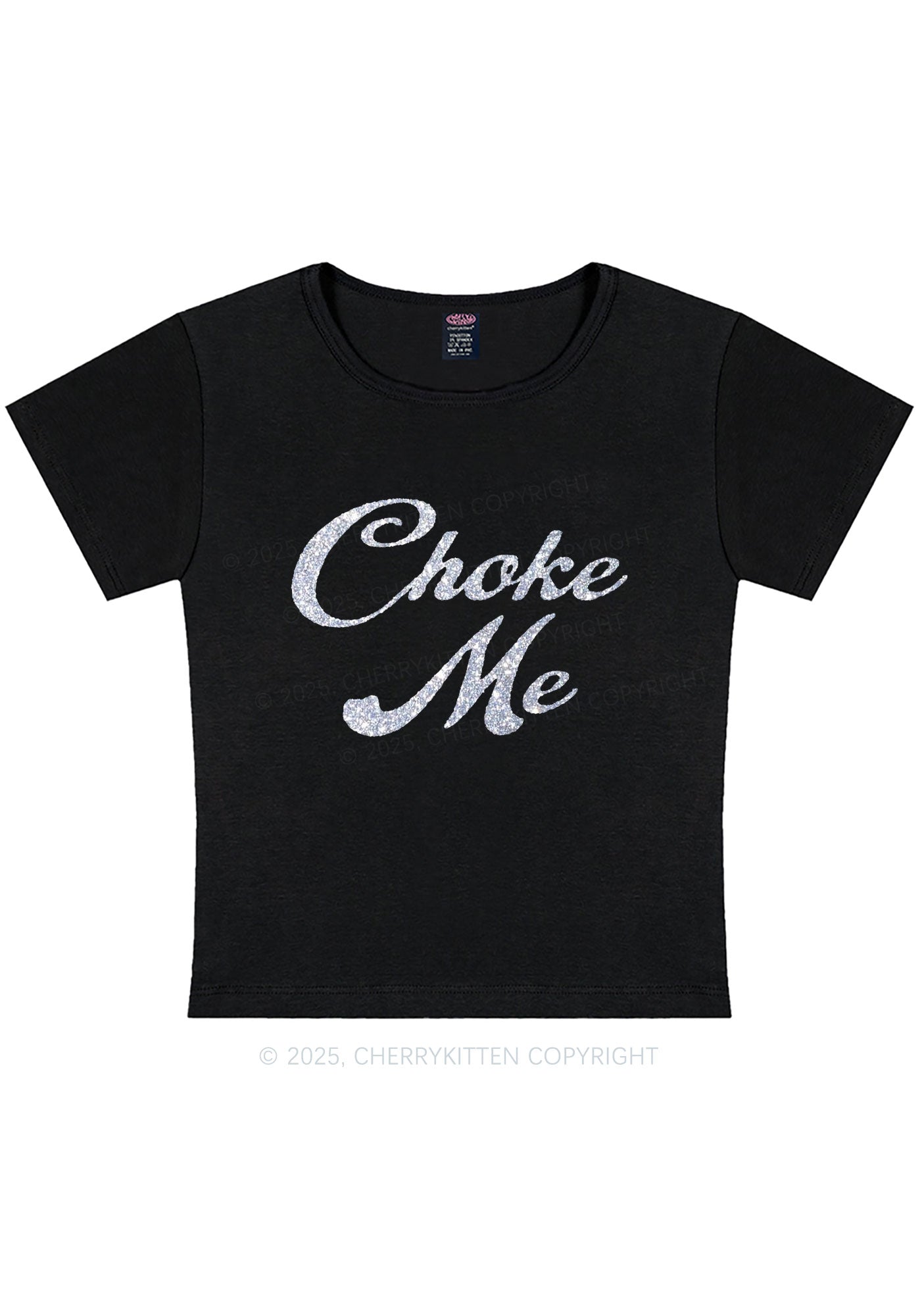 Glitter Choke Me Y2K Baby Tee Cherrykitten
