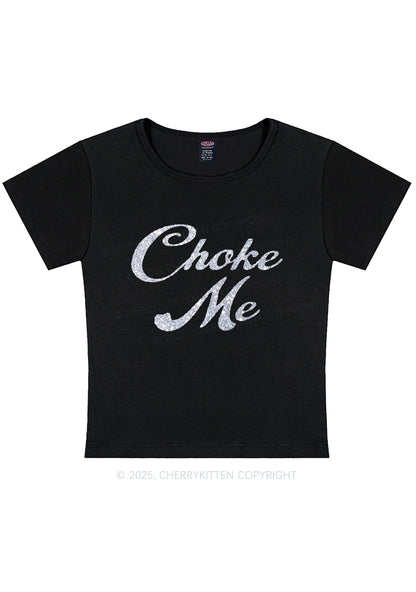 Glitter Choke Me Y2K Baby Tee Cherrykitten