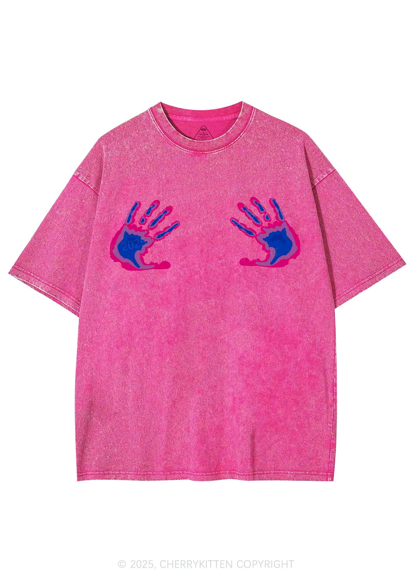 Bisexual Thermal Hands Pride Y2K Shirts Washed Tee Cherrykitten