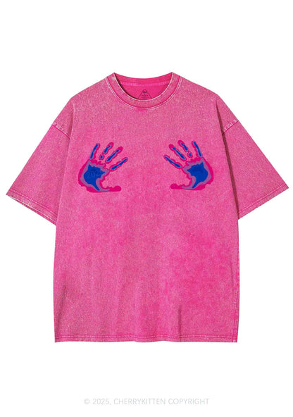 Bisexual Thermal Hands Pride Y2K Shirts Washed Tee Cherrykitten