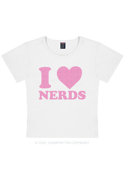 Glitter I Love Nerds Y2K Baby Tee Cherrykitten
