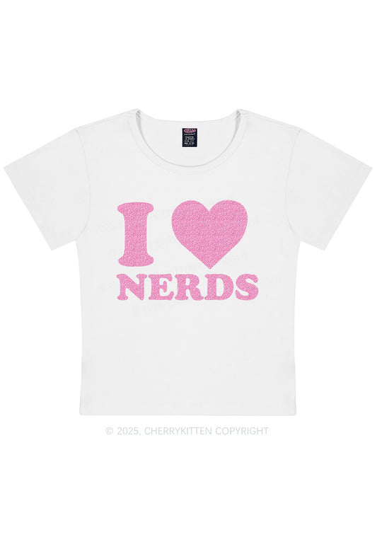 Glitter I Love Nerds Y2K Baby Tee Cherrykitten