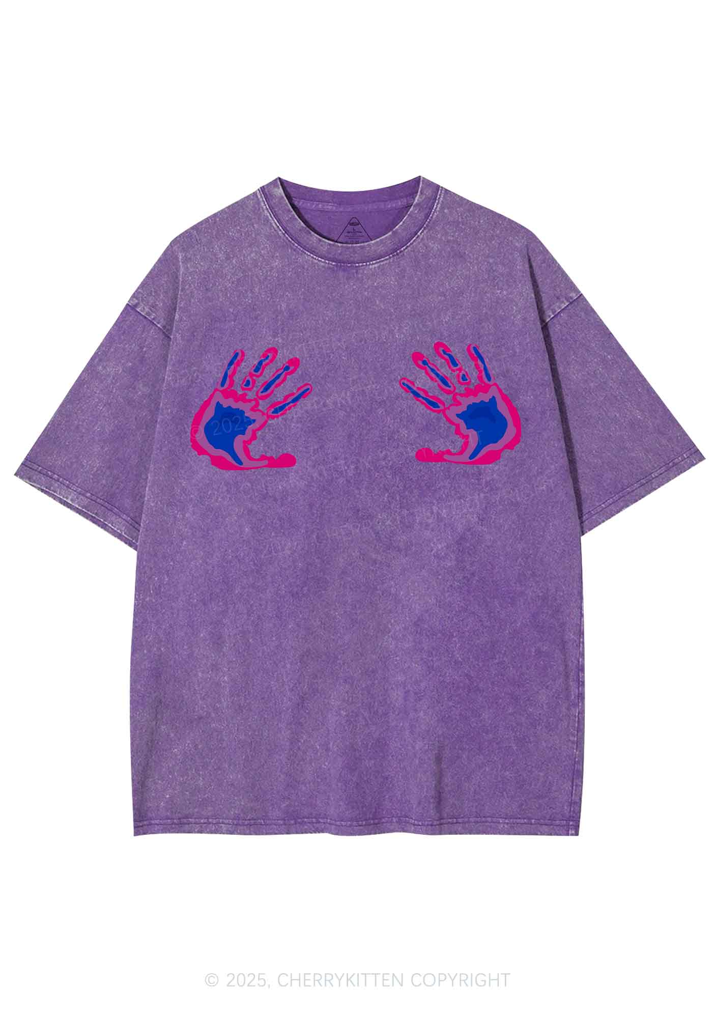 Bisexual Thermal Hands Pride Y2K Shirts Washed Tee Cherrykitten