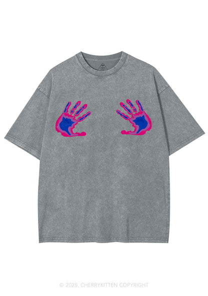 Bisexual Thermal Hands Pride Y2K Shirts Washed Tee Cherrykitten