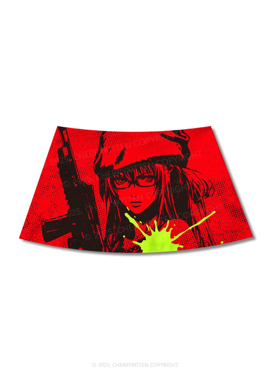 Neon Shot Y2K Print Mini Skirt Cherrykitten