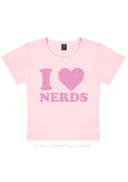 Glitter I Love Nerds Y2K Baby Tee Cherrykitten