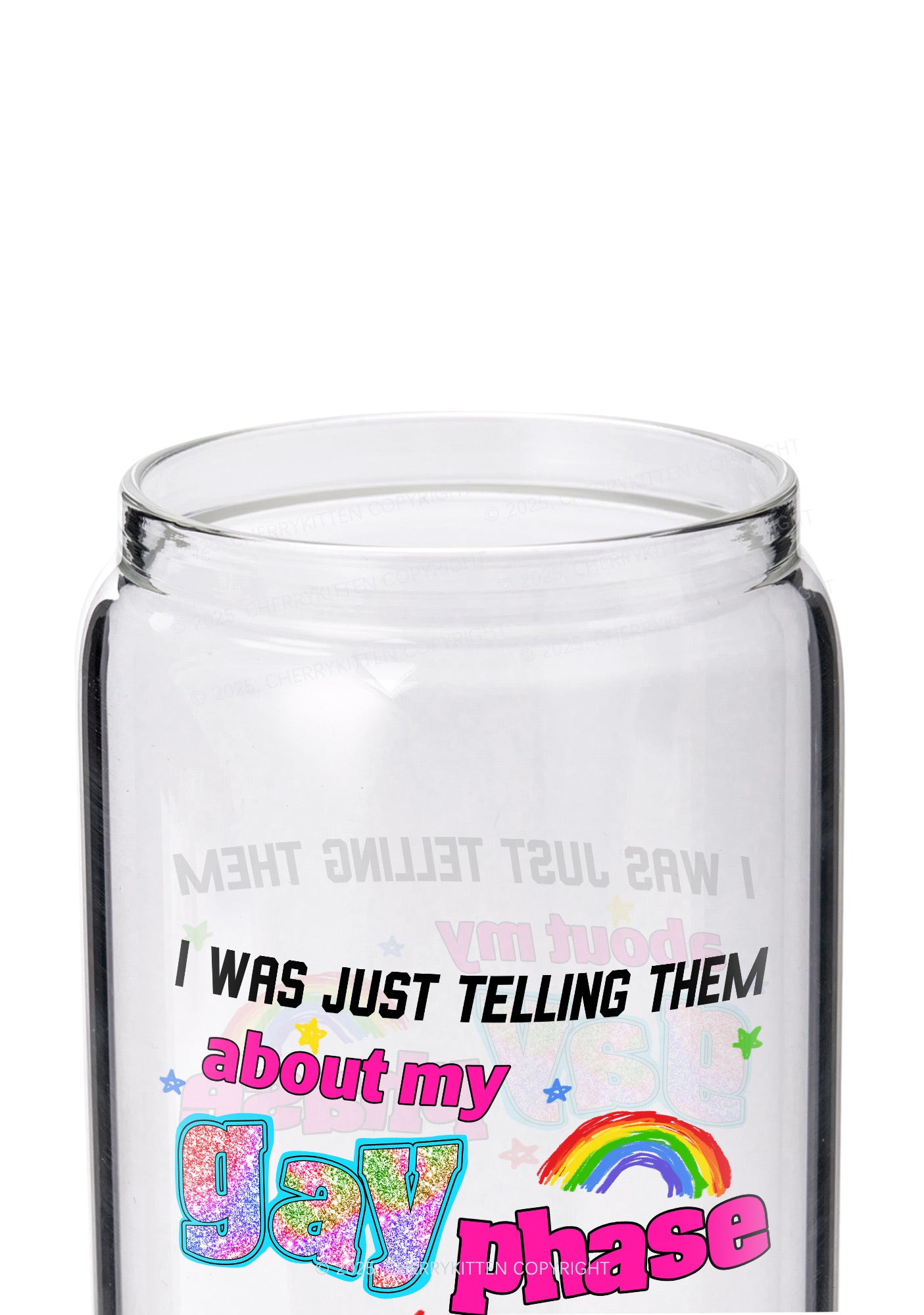 My Gay Phase Pride Y2K Printed Glass Cup Cherrykitten