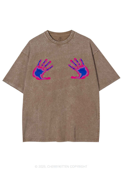 Bisexual Thermal Hands Pride Y2K Shirts Washed Tee Cherrykitten