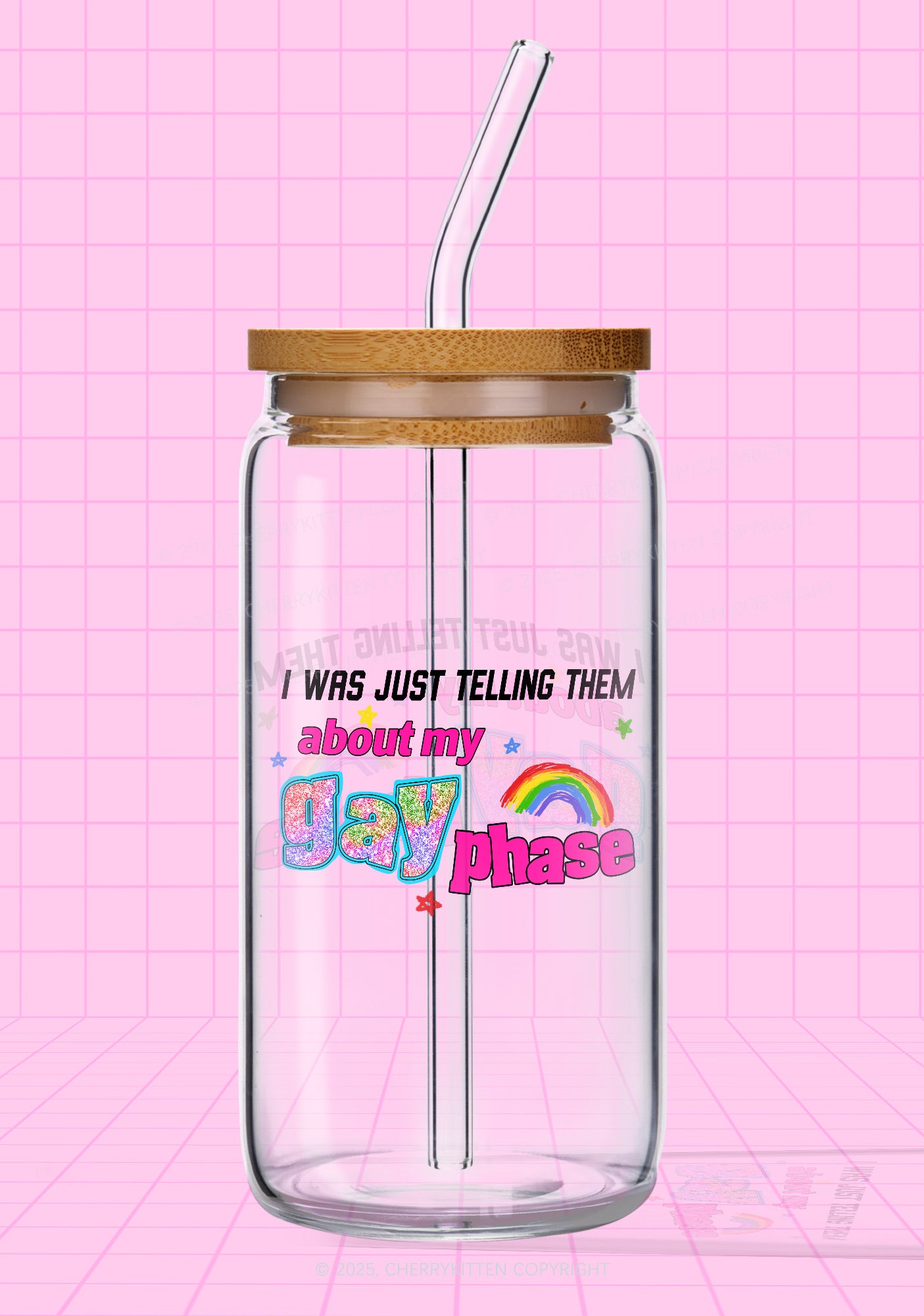 My Gay Phase Pride Y2K Printed Glass Cup Cherrykitten